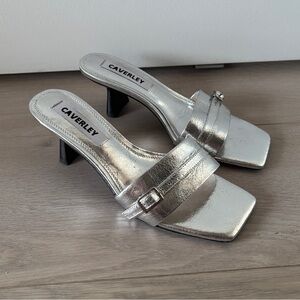 Caverley Jai Silver Metallic Slide Mule Heels